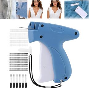 Quick Clothing Fixer, Tagging Gun for Clothing, Blue Quilt Tacking Gun, Mini Stitch Hemming Gun for Clothes, Micro Tagging Stitch Tool Gun Kit for Clothing with 500 White & 500 Black Micro Fasteners