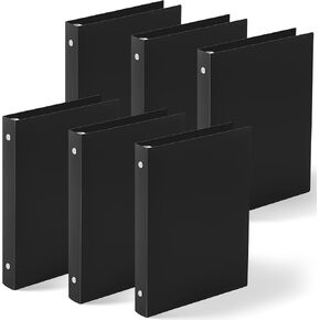 Henoyso 6 Pcs 2 Inch Mini 3 Ring Binder, Fits 5.5" x 8.5" Paper, Three Round Rings Plastic Mini Binders for School, Office Use, Recipe Binder, Photo Album Pages(Blue)