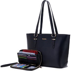 YZAOLL Purses for Women PU Leather Medium Tote Satchel Handbags with Matching Wrist Bag set