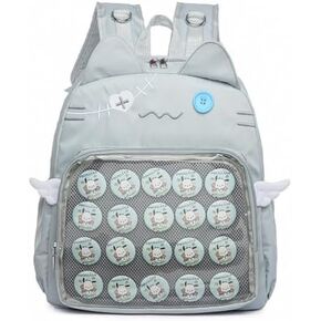 ITA Bag Backpack with Pin Display Insert & Pins - Kawaii Cat Daypack for Girls and Teens, Anime Cosplay Back to School Gift (Black)