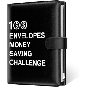 Rnivvi 100 Envelopes Money Saving Challenge Budget Binder, A5 Challenges Book with Cash Envelopes & Laminated Tracker, Cute Envelope Binder Kit for Women Men, Budgeting Planner to Save $5,050, White