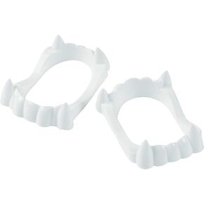 Fun Express Bulk 72 Pack Plastic Vampire Teeth for Kids, BPA Free Plastic, Halloween Costume Party Favors and Candy Alternative Trick or Treat Handouts, White