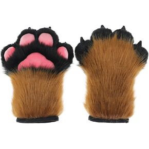 Fluffy Furry Cosplay Animal Cat Wolf Dog Fox Bear Bunny Paws Claws Gloves Mittens Halloween Costume Accessories