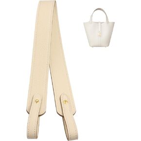 Genuine Leather Purse Strap for Picotin/Lindy/Evelyne Bags Togo Leather Shoulder Straps Replacement for Handbag (Craie White-Gold hardware)