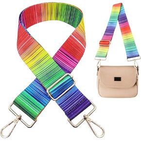 حزام محفظة أنيق بألوان قوس قزح، أحزمة بديلة لحقيبة كروس، 2 بوصة أشرطة عريضة قابلة للتعديل لحقيبة يد الجيتار المسائية ومقابض حقيبة الكتف in Kuwait