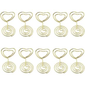 حامل مذكرة لبطاقة مكان على شكل قلب صغير، حامل صورة، مشبك ملاحظات لتزيين حفلات الزفاف، حزمة 10 قطع (ذهبي) in Kuwait