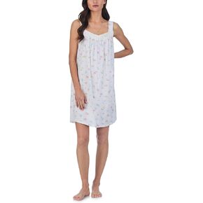 Carole Hochman Pajamas for Women Summer Floral Cotton Knit Lightweight 36" Flutter Sleeve Short Nightgown