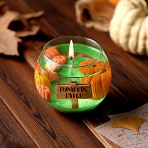 Fall Pumpkin Patch Scene Bowl Candle Autumn Table Centerpiece Fall Scented Holiday Decoration Halloween Thanksgiving Gift for Her Set of 1