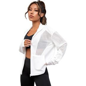 GORGLITTER Women's Zip Up Athletic Hoodies Fishnet Jacket Mesh Lightweight Workout Track Jackets in Kuwait