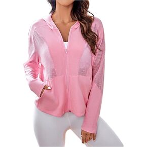 GORGLITTER Women's Zip Up Athletic Hoodies Fishnet Jacket Mesh Lightweight Workout Track Jackets