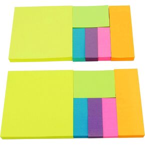 4A Sticky Note Bundle Set, Colored Rectangular Notes and Index Flags Organizer, Gifts for Students and Teachers! 100 Sheets/Pad, 6 Pads/Set, 600 Sheets/Set, 4A BS 1801