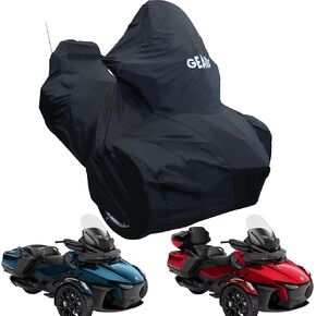 GEARS Waterproof 3-Wheel Motorcycle Cover Compatible with Can-Am Spyder RT & RT Limited-Fits Models 2019 & Prior - With Self-Storage Bag - 3-Wheeler Motorcycle Accessories for Indoor & Outdoor Storage