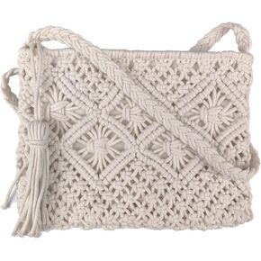 Boho Crossbody Handbag,Handwoven cotton rope Shoulder Bag,Summer Beach Clutches Bags for Women,Handmade Purse