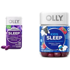 OLLY Ultra Strength Sleep Softgels with Melatonin, Magnesium & Botanicals Plus Beat The Bloat Capsules for Digestive Support - 60 & 25 Count