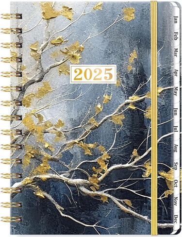 2025 Planner - Weekly & Monthly Planner 2025, Jan. 2025 to Dec. 2025, 6.4" x 8.5", Calendar 2025 Planner with Sturdy Metal Ring, Elastic Closure, 12 Monthly Tabs, Back Pocket in Saudi Arabia