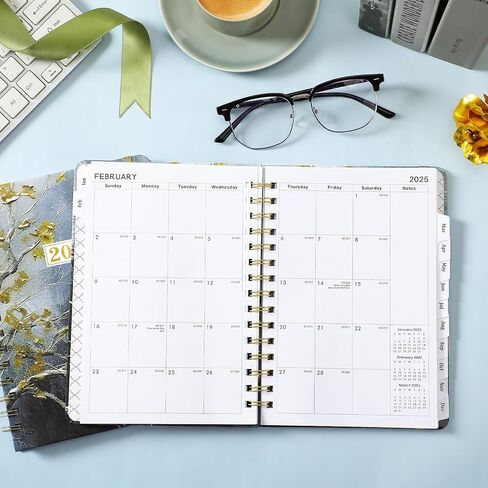 2025 Planner - Weekly & Monthly Planner 2025, Jan. 2025 to Dec. 2025, 6.4" x 8.5", Calendar 2025 Planner with Sturdy Metal Ring, Elastic Closure, 12 Monthly Tabs, Back Pocket in Saudi Arabia