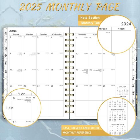 2025 Planner - Weekly & Monthly Planner 2025, Jan. 2025 to Dec. 2025, 6.4" x 8.5", Calendar 2025 Planner with Sturdy Metal Ring, Elastic Closure, 12 Monthly Tabs, Back Pocket in Saudi Arabia