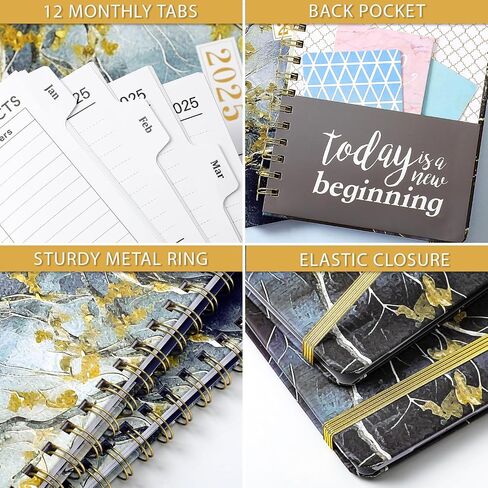 2025 Planner - Weekly & Monthly Planner 2025, Jan. 2025 to Dec. 2025, 6.4" x 8.5", Calendar 2025 Planner with Sturdy Metal Ring, Elastic Closure, 12 Monthly Tabs, Back Pocket in Saudi Arabia