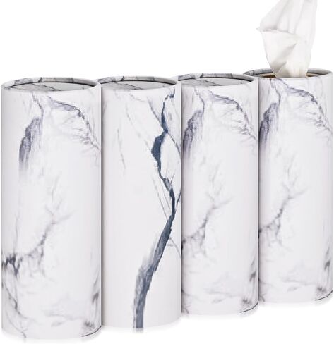 Car Tissues Holder,4 Pack Car Tissue Box with Facial Tissues,Travel Tissue Tubes for Car Cup Holder Tissues Cylinder Box Container (200 Tissues/3-ply) White in Saudi Arabia
