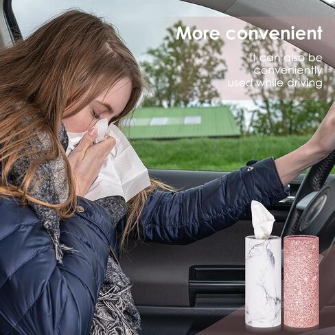 Car Tissues Holder,4 Pack Car Tissue Box with Facial Tissues,Travel Tissue Tubes for Car Cup Holder Tissues Cylinder Box Container (200 Tissues/3-ply) White in Saudi Arabia