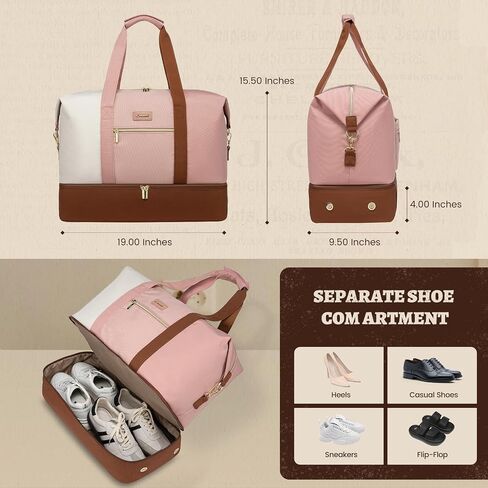 LOVEVOOK Travel Duffle Bag, Weekender Overnight Bag For Women With Shoe Compartment, Large Carry-on Bag For Airline With Wet Pocket, Gym Bag, Hospital Tote Bag in Saudi Arabia