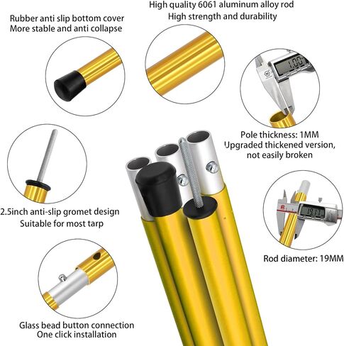 SANLIKE 75in Aluminum Tent Poles, Collapsible Tarp Poles for Canopy, 4-Pack in Kuwait