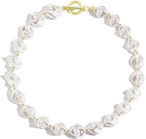Baroque Pearl Necklace for Women Vintage Pearl Choker Necklace Dainty Irregular Pearl Charm Necklace Chunky Big Pearl Necklace Birthday Wedding Jewelry Gifts for Women in Saudi Arabia