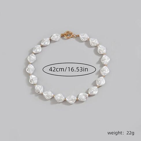 Baroque Pearl Necklace for Women Vintage Pearl Choker Necklace Dainty Irregular Pearl Charm Necklace Chunky Big Pearl Necklace Birthday Wedding Jewelry Gifts for Women in Saudi Arabia