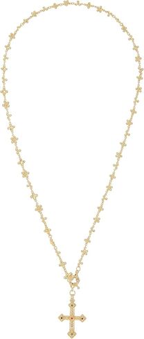 Elegant Gold Cross Necklace with Detailed Filigree Design - Lightweight Religious Jewelry with a Classic Touch - adjustable 66cm Chain in Kuwait