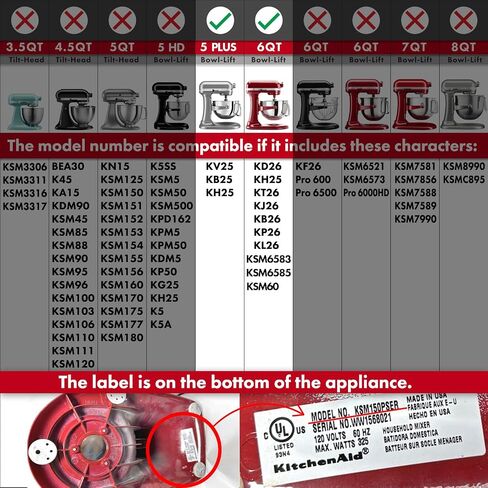 خطاف العجين الحلزوني من الفولاذ المقاوم للصدأ QAP يناسب رأس إمالة KitchenAid 4.5 5QT in Kuwait