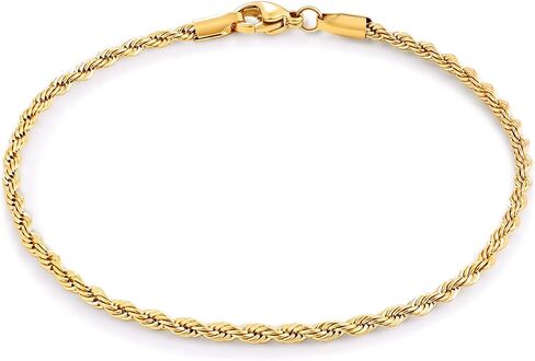 Fiusem Gold Anklet for Women, 2.5/3mm 18K Gold Plated Stainless Steel Braided Rope Anklet, Women's Anklets 9"/10"/11" in Kuwait