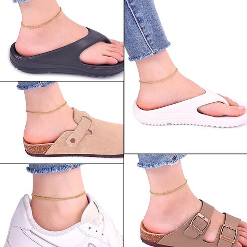 Fiusem Gold Anklet for Women, 2.5/3mm 18K Gold Plated Stainless Steel Braided Rope Anklet, Women's Anklets 9"/10"/11" in Kuwait