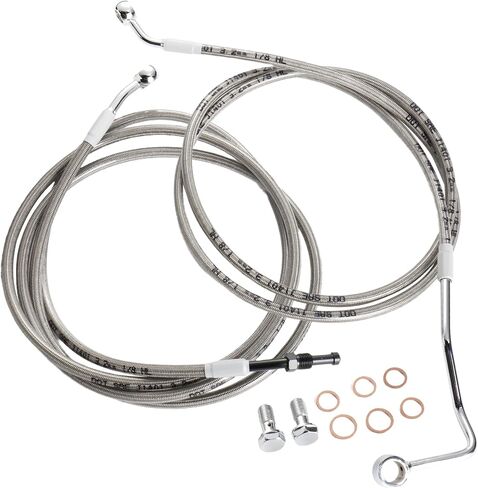 MoKitDora 14" Handlebar Cable Kit Hydraulic Clutch & Upper Brake Lines for Harley Touring 2014-2016 Street Glide FLHX Electra Glide FLHT w/ABS, Chrome in Saudi Arabia