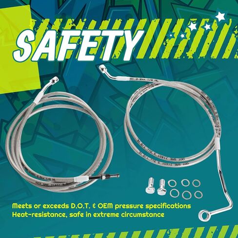 MoKitDora 14" Handlebar Cable Kit Hydraulic Clutch & Upper Brake Lines for Harley Touring 2014-2016 Street Glide FLHX Electra Glide FLHT w/ABS, Chrome in Saudi Arabia