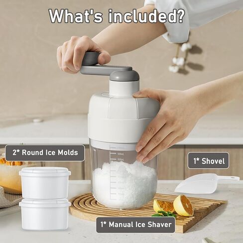 Yanpoake ماكينة حلاقة الثلج اليدوية ماكينة صنع الثلج المخروطية المحمولة كسارة صانع الثلج المكسر مع 2 صينية مكعبات ثلج مجانية ومجرفة ثلج للاستخدام المنزلي في الهواء الطلق in Kuwait