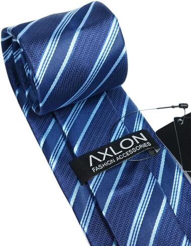 Blue Striped Ties For Men – Tie Set With Pocket Square Cufflinks Tie Clip Bar & Flower Brooch Pin For Mens (Pack of 5) (AXTS62) in Saudi Arabia