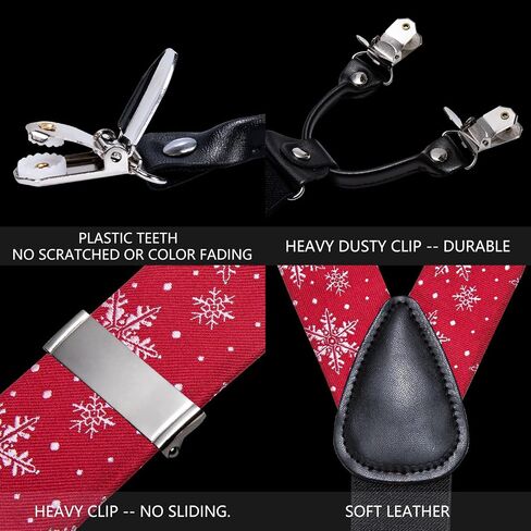 YOHOWA Mens Christmas Suspenders Set Adjustable Y Braces Pre-Tied Bow Tie Pocket Square Cufflinks Xmas Party Vacation Holiday in Kuwait
