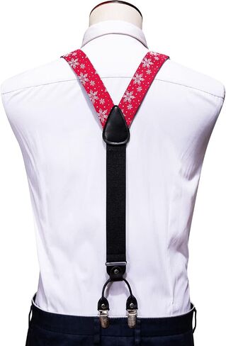 YOHOWA Mens Christmas Suspenders Set Adjustable Y Braces Pre-Tied Bow Tie Pocket Square Cufflinks Xmas Party Vacation Holiday in Kuwait