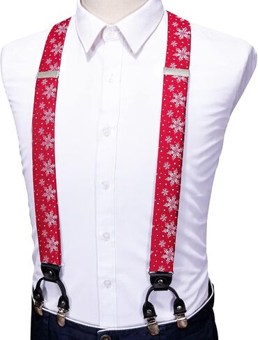 YOHOWA Mens Christmas Suspenders Set Adjustable Y Braces Pre-Tied Bow Tie Pocket Square Cufflinks Xmas Party Vacation Holiday in Kuwait