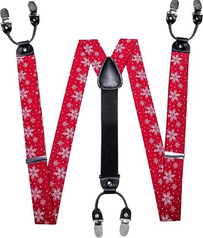 YOHOWA Mens Christmas Suspenders Set Adjustable Y Braces Pre-Tied Bow Tie Pocket Square Cufflinks Xmas Party Vacation Holiday in Kuwait