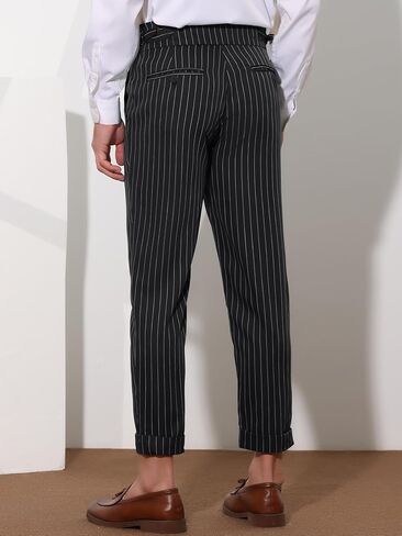 Lars Amadeus Striped Dress Pants for Men's Pleated Front Business Tapered Cropped Trousers in Saudi Arabia