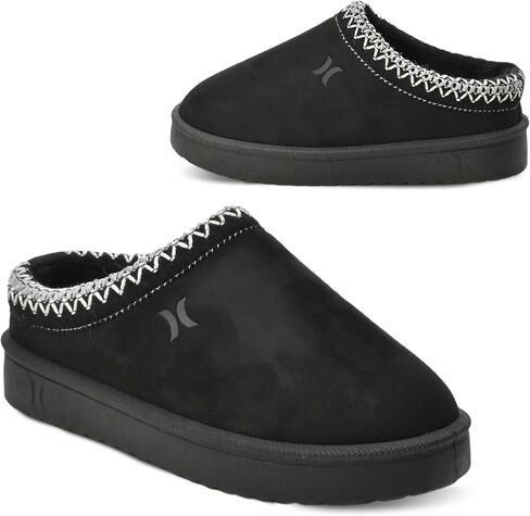 Hurley Kids Modi Slippers - Indoor and Outdoor Slip-On Shoes for Boys and Girls, Durable Clogs With Faux Fur Fleece Lining - Warm Winter House Slippers in Saudi Arabia