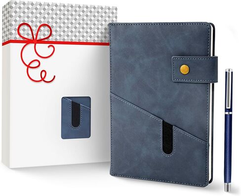 Promot PU Leather Notebook with Pen - A5 Lined Daily Journals for Writing Men Women, Executive Hardcover Notebook for Work, Travel Diary, Gift Idea, 200 Pages, Elastic Pocket, Bookmark, Strap, Brown in Saudi Arabia