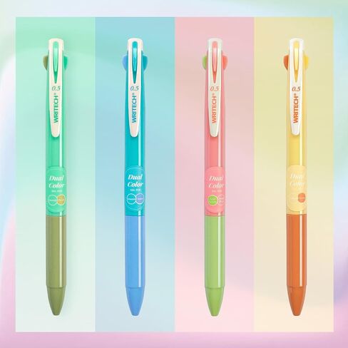 WRITECH Multi Colored Gel Pens: 0.5mm 2 in 1 Assorted Color Ink Fine Point Tip Aesthetic Retractable Pen Smooth Writing No Bleed For Journaling Coloring Drawing 8ct in Saudi Arabia