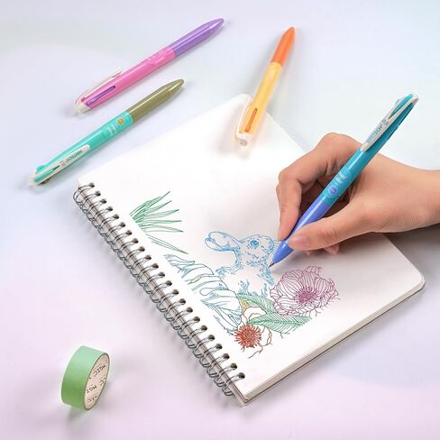 WRITECH Multi Colored Gel Pens: 0.5mm 2 in 1 Assorted Color Ink Fine Point Tip Aesthetic Retractable Pen Smooth Writing No Bleed For Journaling Coloring Drawing 8ct in Saudi Arabia