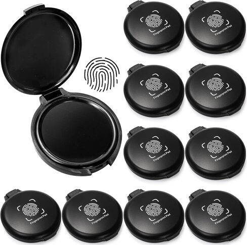 WUWEOT 10 عبوات من وسادات حبر بصمات الأصابع، وسادة ختم بصمة الإبهام السوداء الصغيرة، سهلة الغسل، مجموعة بصمات الإبهام المحمولة لمستلزمات كاتب العدل، تحديد هوية إنفاذ القانون، بطاقات بصمات الأصابع، استخدام الشرطة في المنزل والمكتب in Kuwait