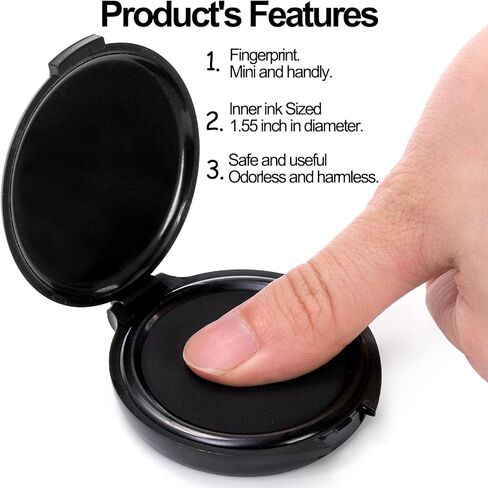 WUWEOT 10 عبوات من وسادات حبر بصمات الأصابع، وسادة ختم بصمة الإبهام السوداء الصغيرة، سهلة الغسل، مجموعة بصمات الإبهام المحمولة لمستلزمات كاتب العدل، تحديد هوية إنفاذ القانون، بطاقات بصمات الأصابع، استخدام الشرطة في المنزل والمكتب in Kuwait