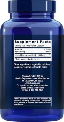 Life Extension Inositol Caps – 1000 mg, Myo-Inositol – Mood Health, Well-Being, Healthy Metabolism, Hormone Balance – Gluten-Free, Non-GMO, Vegetarian – 360 Capsules in Saudi Arabia