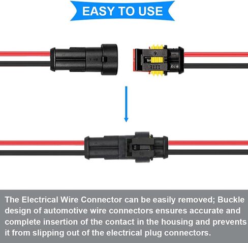 10 Pcs 2 Pin Waterproof Car Electrical Connector 1.5mm Terminal Plug Automotive Connectors with 18AWG Wire for Motorcycle/Car/Boat in Saudi Arabia