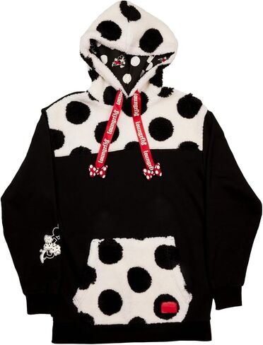 LOUNGEFLY DISNEY MINNIE ROCKS THE DOTS SHERPA UNISEX HOODIE 3X in Kuwait